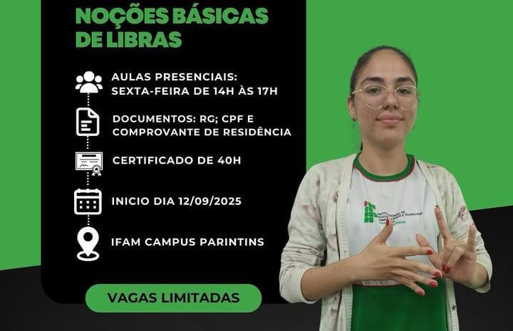 IFAM Parintins abre inscrições para Curso de Extensão em Noções Básicas de Libras